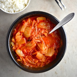 Easy Kimchi Tuna Soup - A simple version of the traditional Korean dish. Full of healthy probiotics and so delicious. | twothirdscup.com